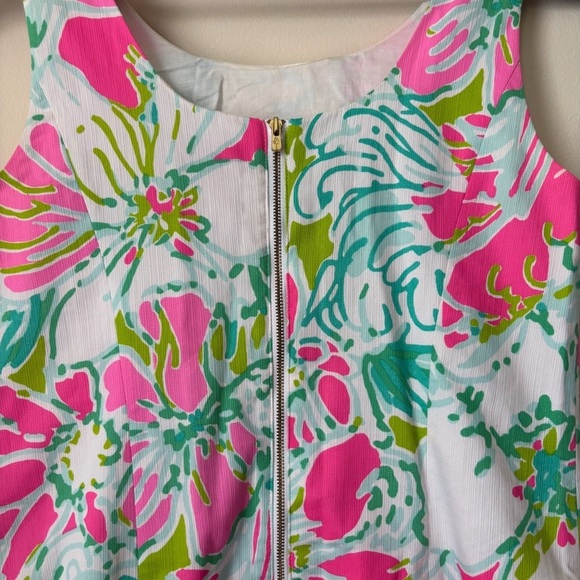 Lilly Pulitzer Cathy Sleeveless Dress Sz 0 Flamingo Pink Don't Give a Cluck - Picture 5 of 9